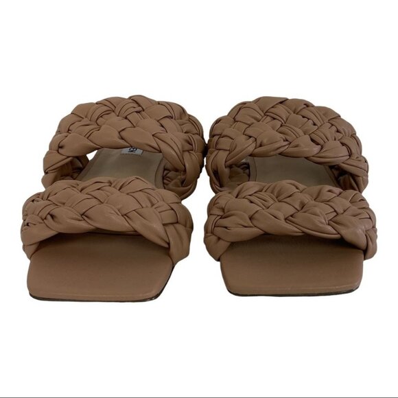 NEW Steve Madden Woven Sandals Slip On Slides Size 8.5 Nude Beige Tan Merrin - Picture 5 of 9